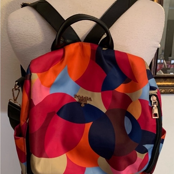 Poaba anti theft backpack - color block pattern  - hidden pockets - Picture 6 of 6